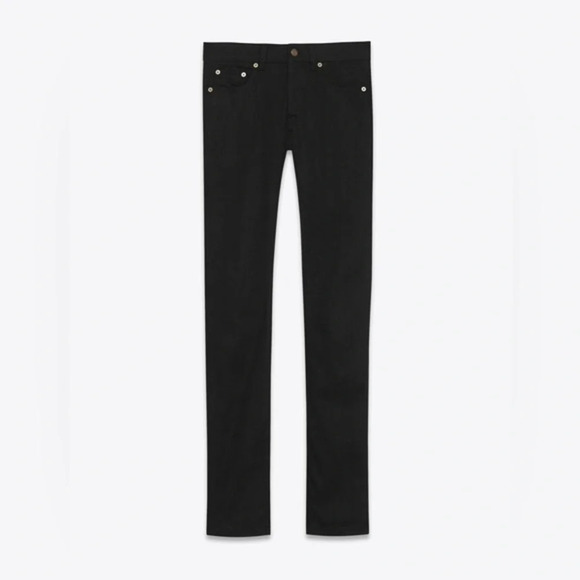 Saint Laurent SKINNY-FIT JEANS IN WORN BLACK STRETCH DENIM - Picture 1 of 12